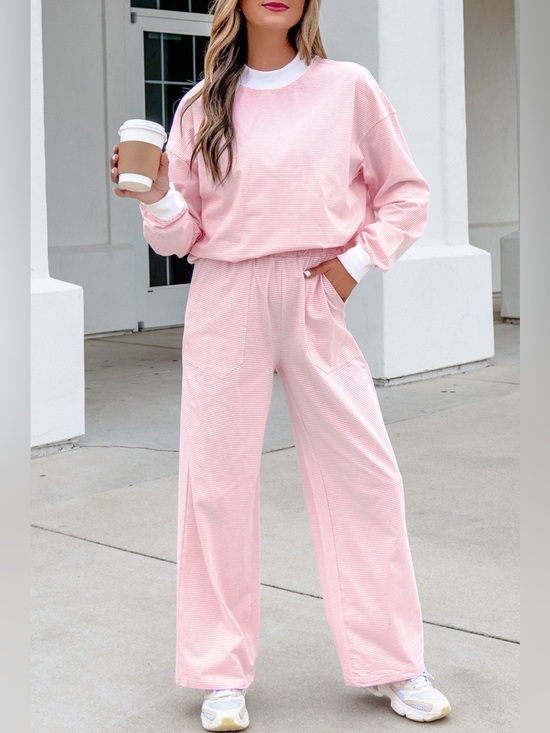 SYNZ Pants - Striped Long Sleeve Top and Pants Set
